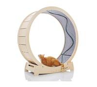 STAR CATWHEEL Cinta de correr para gatos, rueda de ejercicio para correr, girar, madera de abedul de primera calidad, ecológica, peces en movimiento, pista ancha para correr, tamaño L de 41,7 pulgadas