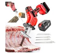 Star Corundum Sierra ósea eléctrica portátil - luz LED + 4 cuchil, Sierra alternativa batería - alimentado por batería de litio 6.0 Ah, para hueso, carne, madera, Metal, plástico