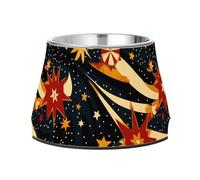 Star - Cuenco de agua elevado para mascotas de estilo japonés con soporte, cuencos de acero inoxidable para perros, gatos, conejos, pájaros, comer lentamente