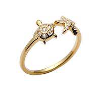 Star Cute Turtle Starfish Asymmetric Small Open for Women Girls Dainty Animals Adjustable Statement Knuckle Thin Tiny Finger Pinky for Daughter Bff Birthday