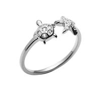 Star Cute Turtle Starfish Asymmetric Small Open for Women Girls Dainty Animals Adjustable Statement Knuckle Thin Tiny Finger Pinky for Daughter Bff Birthday