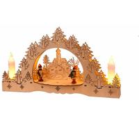 Star de madera 2-Light LED German Christmas bow-2 candelabro, naturaleza