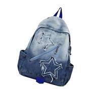 Star Denims Mochilas ligeras, estilo casual, jeans, viajes, universidad, libros, para mujeres y hombres, regalo de mezclilla de estrella, Blue, One Size