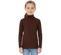 STAR FASHION Camiseta de manga larga para niños y niñas, cuello de tortuga, unisex, tallas 5/6, 7/8, 9/10, 11/12 y 13 años, marrón, 11-12 Years