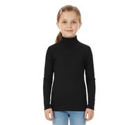 STAR FASHION Camiseta de manga larga para niños y niñas, cuello de tortuga, unisex, tallas 5/6, 7/8, 9/10, 11/12 y 13 años, Negro, 11-12 Years