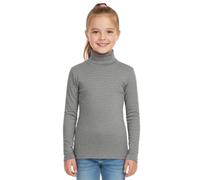 STAR FASHION Camiseta Unisex de Manga Larga con Cuello Alto/Cuello Polo para Niñas y Niños, Suave, Elástica, Lisa, Capa Base para Escuela o Uso Casual, Edades 5-13 Años, gris oscuro, 7-8 años