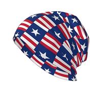 Star Flag 7 Blanco Azul Bandera de Estados Unidos Estrellas Baggy Slouchy Beanie Chemo Hat Cancer Headwear Gorros de Punto Bufanda Gorro de Dormir para Mujeres y Hombres