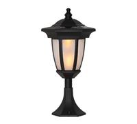 Star Flame Varilla Solar, Negro, 15,5x63 cm | Farol de jardín resistente a la intemperie en negro - LED ámbar con luz parpadeante - Lámpara decorativa para exterior con