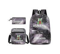 (Star Grey)Leisure Unspeakable Student Schoolbag Backpack Small Shoulder Bag Pen Bag Three-piece Set-L