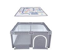 Star Ibaby Oxford XL + Alfombra - Parque de Bebés Ultraligero con Alfombra Ultrasoft - Color Soft Grey