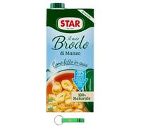 Star Il Mio Brodo di Manzo - 30% sal, 4 x 1 l, caldo líquido preparado, 100% natural, sin conservantes, sin gluten + llavero Beni Culinari gratis