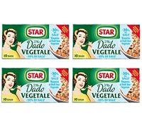 Star: "Il Mio Dado Vegetale - 30% di Sale" cubos de caldo, sabor vegetal, paquete de 4 cajas de 10 cubos, 10 g cada cubo [importación italiana]