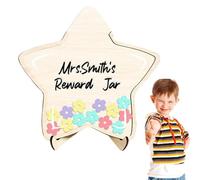 Star Jar Reward System, Attractive Star-Shaped Behavior Chart, Wooden Durable and Safe Rewards System for Kids, Motivate Responsibility and Positive Behavior, 9.84x5.91 Inches
