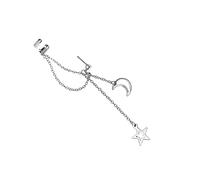 Star Moon Clip Ear Crawler Climbers Chain Cuff Drop Trendy Dangle Earrings for Women Iron Accessories Miss Temperament