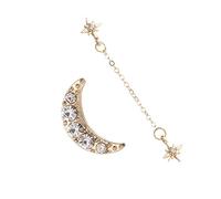 Star Moon Sterling Locket for Women Studs Women's of The Lid Chain Earrings en Alloy