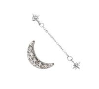 Star Moon Sterling Locket for Women Studs Women's of The Lid Chain Earrings en Alloy