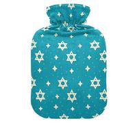 Star of David - Bolsa de agua para botella caliente azul con cubierta suave, bolsa de agua de 2 L para calambres menstruales, calambres menstruales, calambres menstruales
