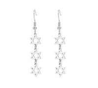 Star Of David Chai - arete de seis puntas con hexagrama de estrella judía hebrea, chai, amuleto de la suerte, cábala, bendición, joyería religiosa, regalo para mujeres, Medio, Acero inoxidable, Sin