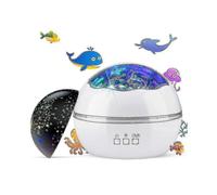 Star Projector Night Lights for Kids,novelty Moon Star/sea Animal 2-in-1 Design Night Lighting Lamp, Multi-color Star Light Rotating Projector for Bed