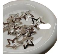 Star Red Hair Clip Cute Silver Color Barrettes Women Simple Snap Headdress Accessories(Color 3,50pcs)