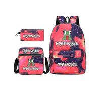 (Star Red)Leisure Unspeakable Student Schoolbag Backpack Small Shoulder Bag Pen Bag Three-piece Set-L