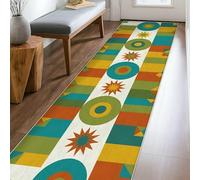Star Runner - Alfombra geométrica moderna con forma de triángulo, color verde azulado, antideslizante, rectangular, ribete de borde para cocina, pasillo, lavandería, entrada, decoración de 2 x 8 pies