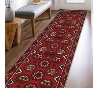 Star Runner - Alfombra tradicional bohemia con punta de flecha de diamante, color rojo caído, de pelo bajo, resistente a la decoloración, estética del hogar para cocina, baño, entrada, decoración de