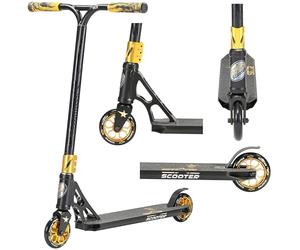 STAR SCOOTER Patinete de Acrobacias Profesional Patineta Freestyle Stunt Scooter para niños y niñas a Partir de 8 años | 110 mm Edición Pro HIC | Negro Oro