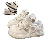 Star Shoes Walking Sneakers for Women, Aesthetic Cute Chunky Comfort. (White,5)