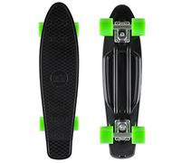 STAR-SKATEBOARDS Monopatin Cruiser Skateboard Completo | 22s Edición Diamante | Negro & Verde Fosforito
