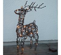STAR TRADING Adorno exterior LED Deer, diseño mimbre marrón