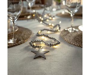 STAR TRADING Cadena de luces LED Beady, gris, cuentas de madera, 150 cm, pila