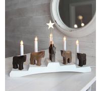 STAR TRADING Candelabro Staffans fålar, marrón/blanco True