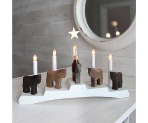 STAR TRADING Candelabro Staffans fålar, marrón/blanco True