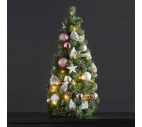 STAR TRADING Cono de abeto LED Noel, decoración plateada/rosa True