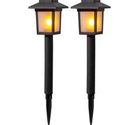 Star Trading - Iluminación solar - Bolardo solar 2-p Flame Mini - Negro - 23cm