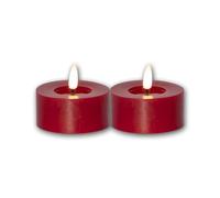 Star Trading Juego de 2 velas LED FLAME FLOW L, altura 5,5 cm, diámetro 7 cm, color rojo, funcionamiento con pilas, función de temporizador