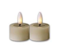 Star Trading Juego de 2 velas LED FLAME FLOW M, altura 5 cm, diámetro 4 cm, color beige, funcionamiento con pilas, función de temporizador