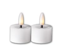 Star Trading Juego de 2 velas LED FLAME FLOW M, altura 5 cm, diámetro 4 cm, color blanco, funcionamiento con pilas, función de temporizador