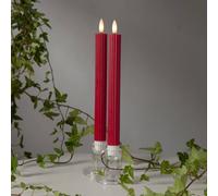 STAR TRADING Juego de 2 velas LED Flame Stripe, rojas, 25 cm, cera, pila True