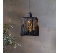 STAR TRADING Lampára colgante exterior LED Twine plástico negro Ø 15cm pila
