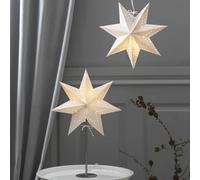STAR TRADING Lámpara de mesa Bobo, blanca, estrella de papel, altura 51 cm, E14 True