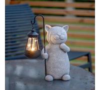 STAR TRADING Lámpara decorativa LED solar Smilla, gris/negro, altura 30 cm