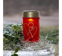 STAR TRADING Lámpara LED con pica Hearty, rojo/oro, 12 cm plástico