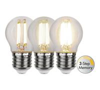 Star Trading - Lámpara LED E27 G45 Transparente con memoria de 3 pasos - 4,2w - 3000K - 3-Step-Dim (Memoria)