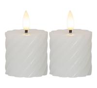 Star Trading - LED Block Light Flame Swirl - Blanco - 7.5cm - 2-pack