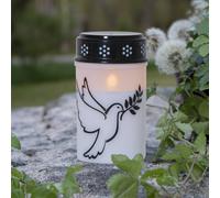 STAR TRADING LED luz de tumba Paloma, blanco/negro plástico 12,5 cm pila