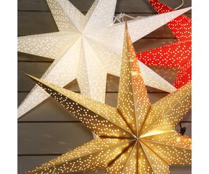 STAR TRADING Mite estrella de papel con agujeros, blanca Ø 70 cm