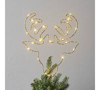 STAR TRADING Punta de árbol LED Topsy cabeza ciervo con batería