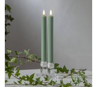 STAR TRADING Vela LED Flamme tira LED, verde, 25 cm, pila de cera set de 2